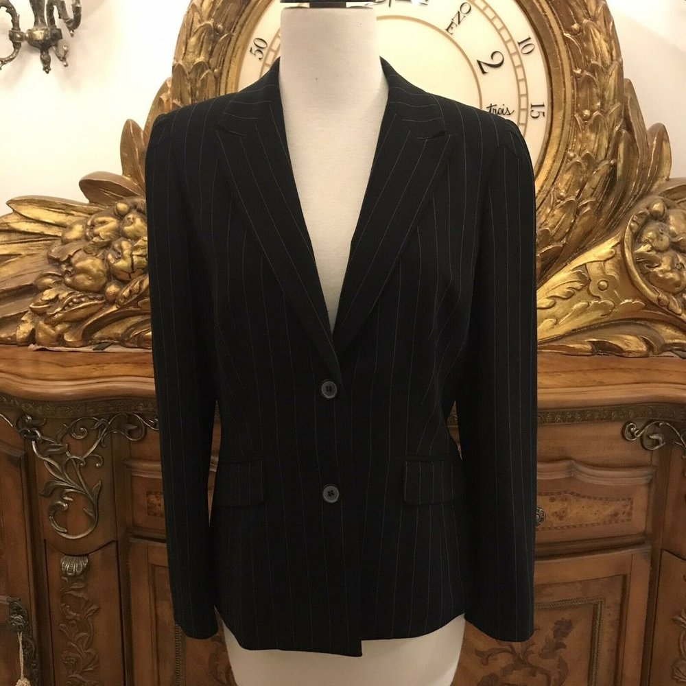 Alfani Pinstripe Blazer. Fitted. Polyester Blend.